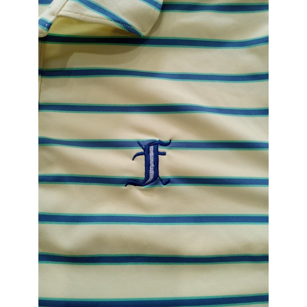 Turtleson Golf Polo Shirt Mens Large Yellow Green Blue  Logo Stretch Fabric - Picture 2 of 5